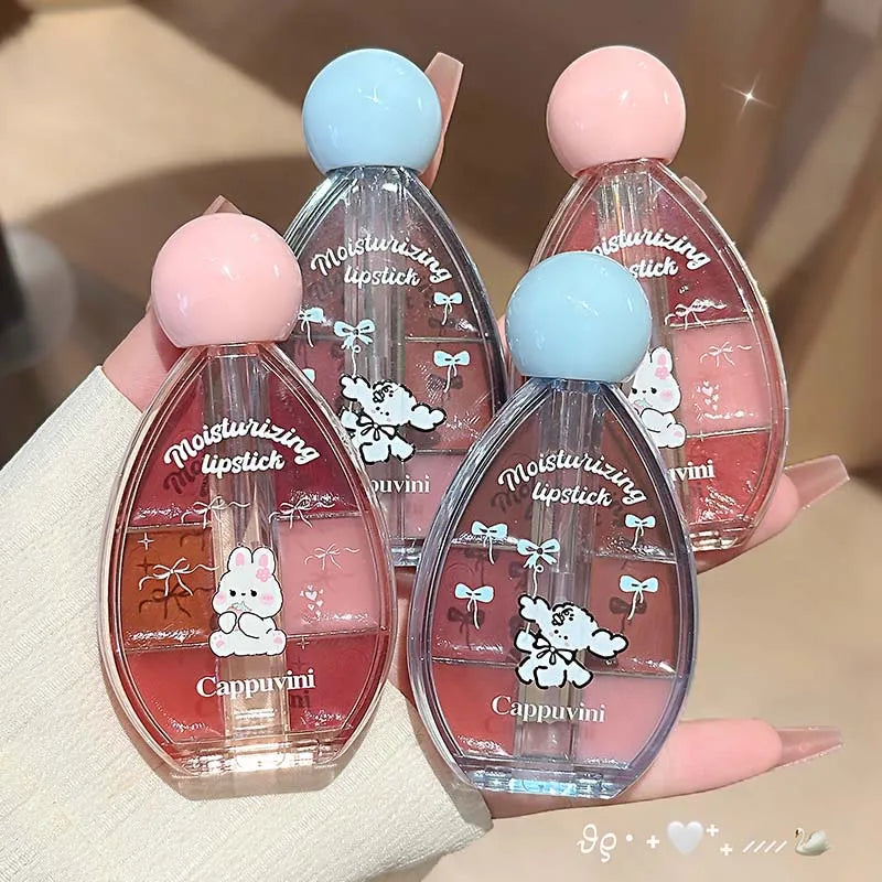6-Color Lip Balm Set - Juicy Pink, Moisturizing Lip Gloss & Lip Oil Palette