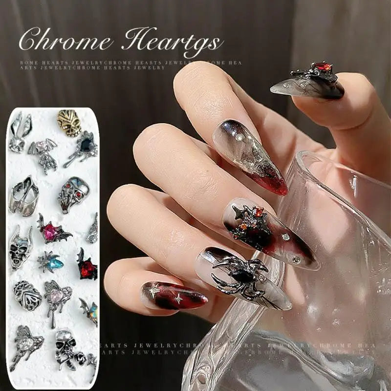 Dark Style Alloy Nail Art Charms Mixed Designs for DIY Manicure