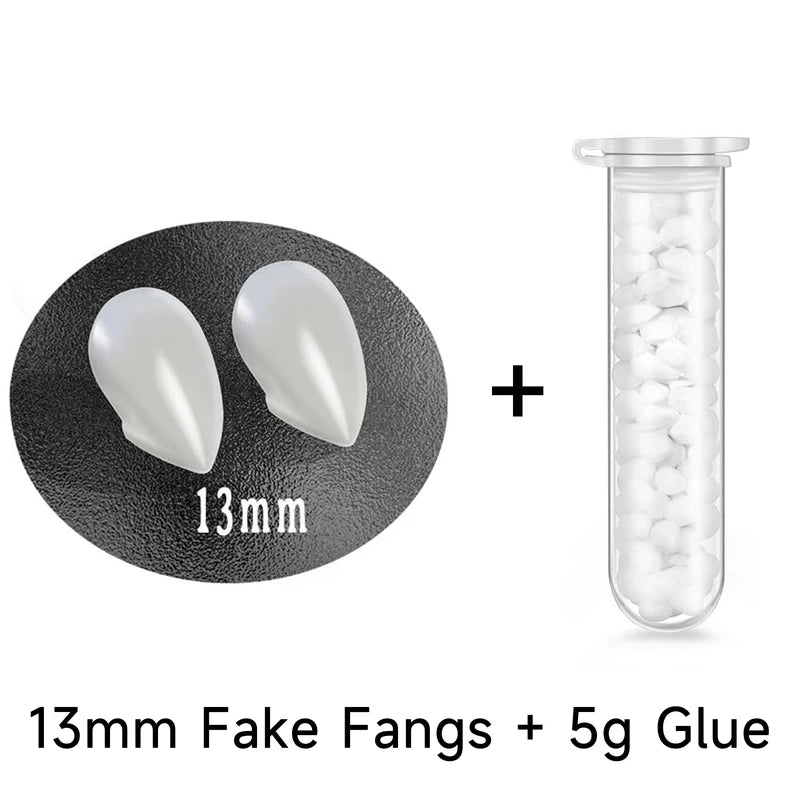 Halloween Vampire Dentures Cosplay Fangs with Adhesive & Multiple Sizes