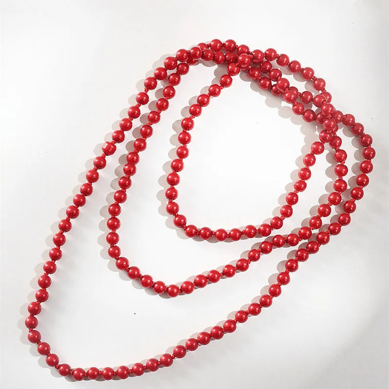 Long Pearl Necklace for Women Handmade Beaded Chain Jewelry Accessories