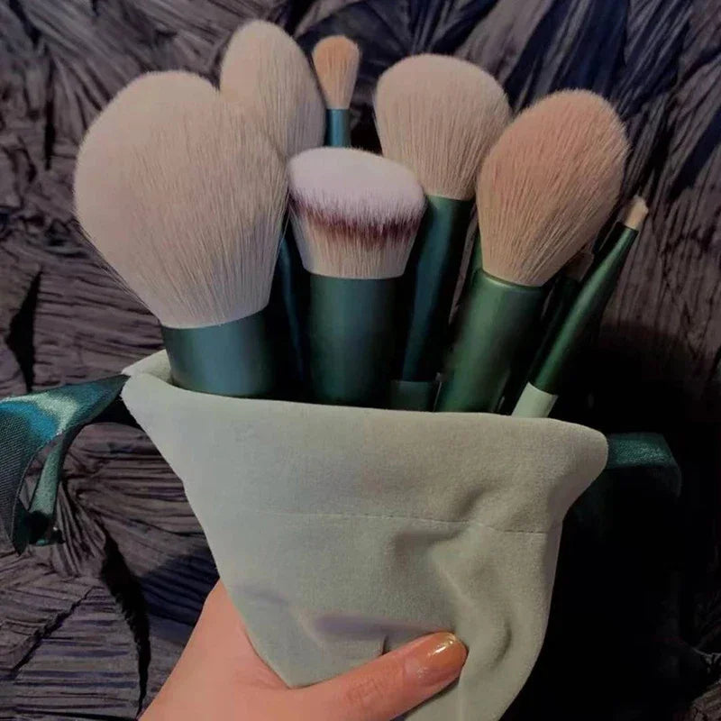 13-Piece Soft Fluffy Makeup Brush Set for Face & Eye Cosmetics - Multiple Handle Colors