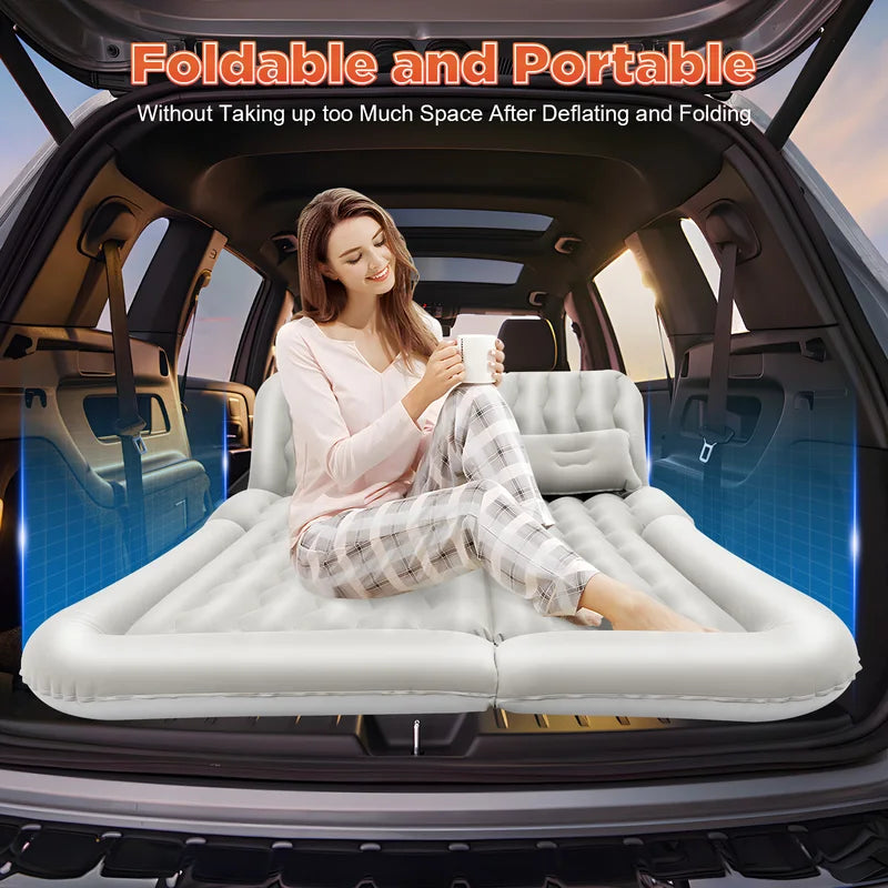 Inflatable Car Air Mattress with Pump - Universal Trunk Camping Bed for Travel & Sleeping