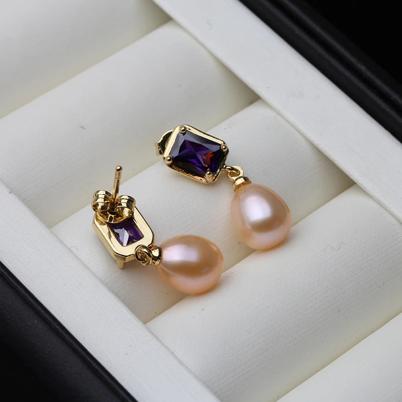 Freshwater Pearl Earrings for Women Dangle Jewelry Wedding Silver Pearl Earrings