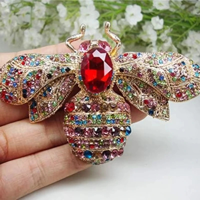 Vintage Crystal Bee Brooch Pin for Women Elegant Insect Rhinestone Jewelry