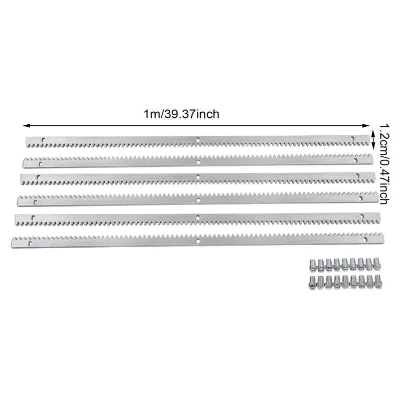 6-Piece Steel Gear Racks for Sliding Gates, 1M Length, Rust-Resistant