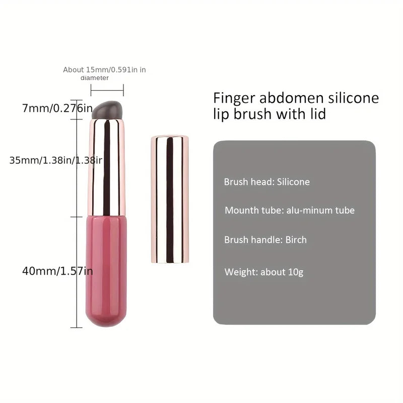 Portable Silicone Lip Brush with Cover - Mini Makeup Applicator for Lip Balm and Lipstick
