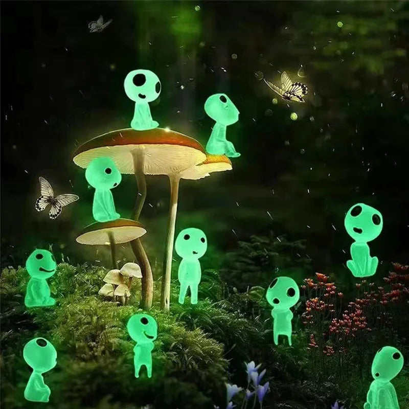 Glow-in-The-Dark Miniature Tree Spirits for Micro Landscape Decoration - 10pcs