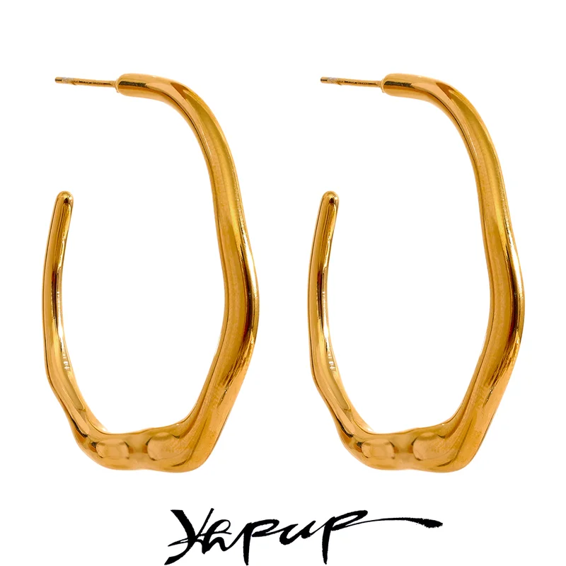 Minimalist Stainless Steel Geometric Earrings - Waterproof 18K Gold Plated Jewelry for Daily Wear
