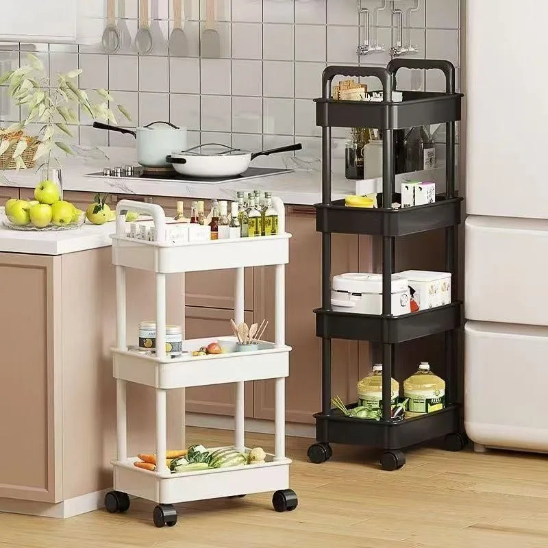 5-Tier Mobile Kitchen Storage Shelf - Slim Rolling Trolley for Snacks & Fruits