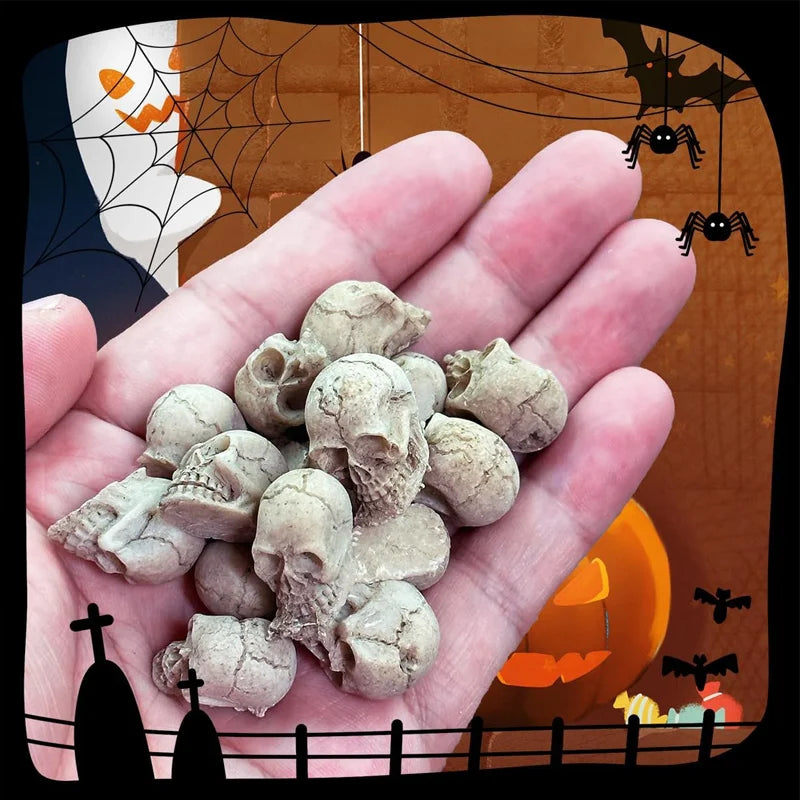 Mini Skull Figurines Set - Resin Skeleton Head Decorations for Fairy Gardens & Halloween - 5 or 10 Pieces