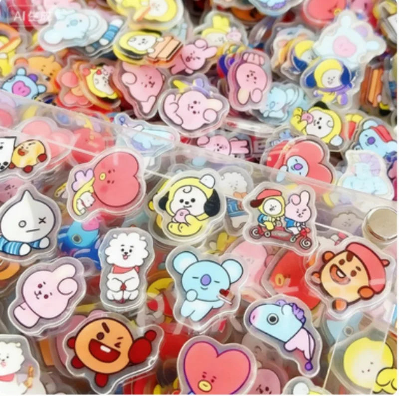 40PCS Kawaii BT21 Acrylic Sheets DIY Phone Case Decoration Material CHIMMY COOKY KOYA TATA