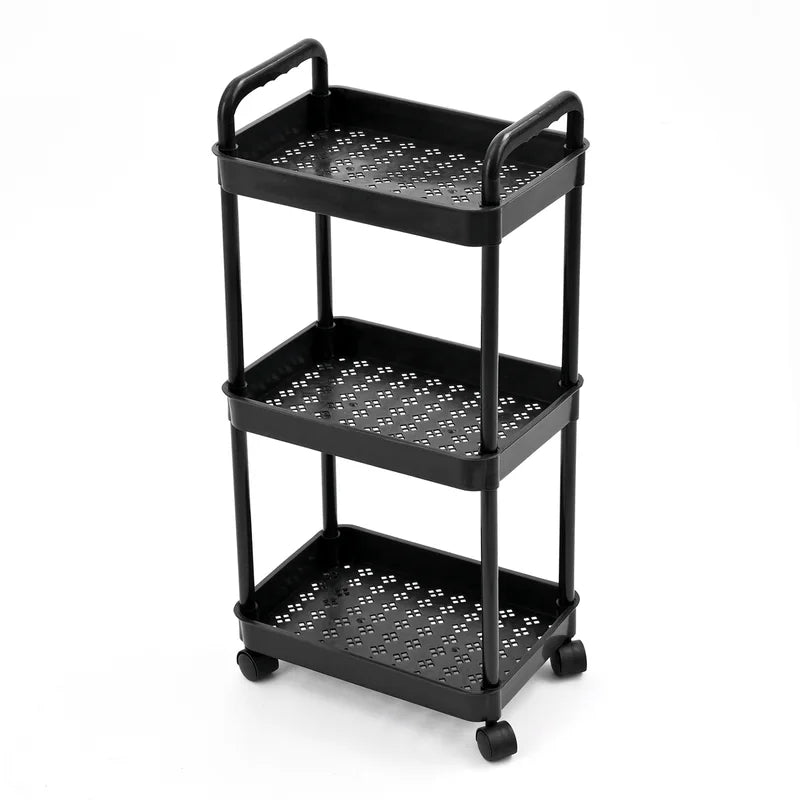 3-Tier Slim Rolling Storage Cart with Wheels - Space Saving Organizer for Kitchen Bathroom