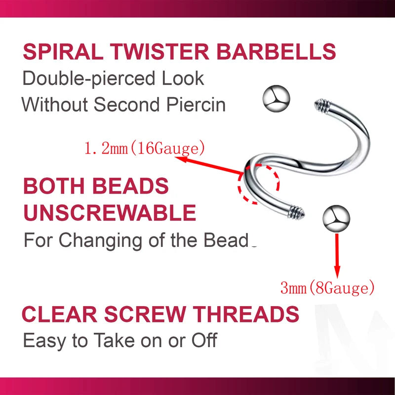 Spiral Earrings for Women - Tragus Rook Cartilage Nose Hoop Piercing Jewelry