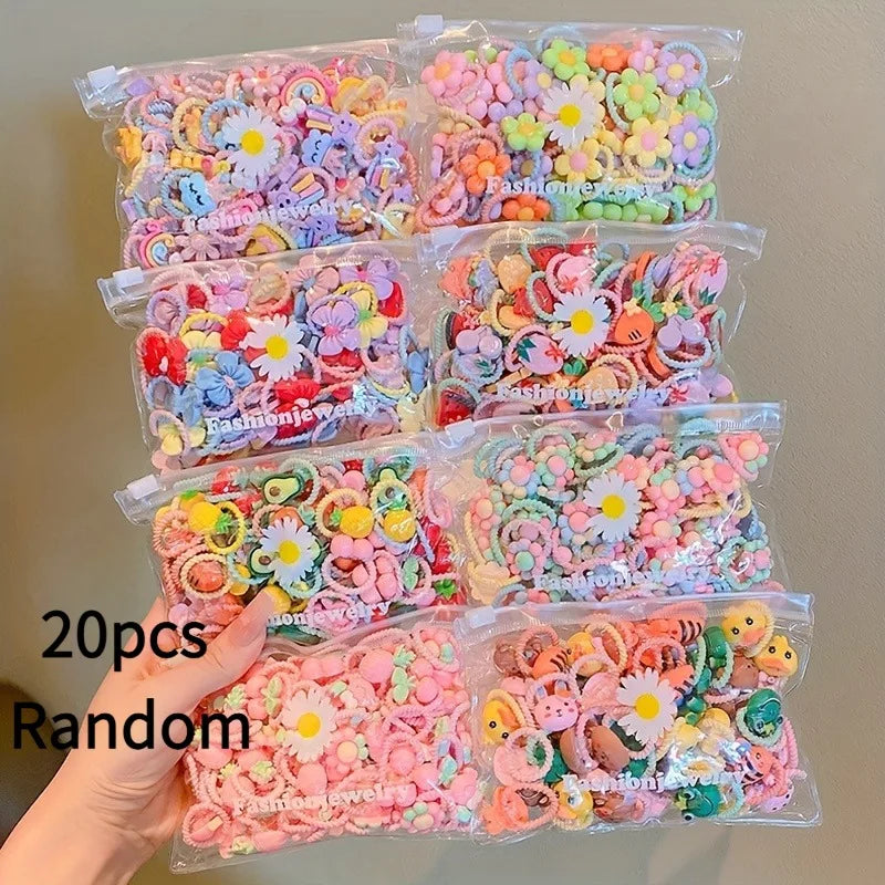 20-Pack Colorful Elastic Hair Ties for Girls - Stretchy & Smooth Hair Accessories