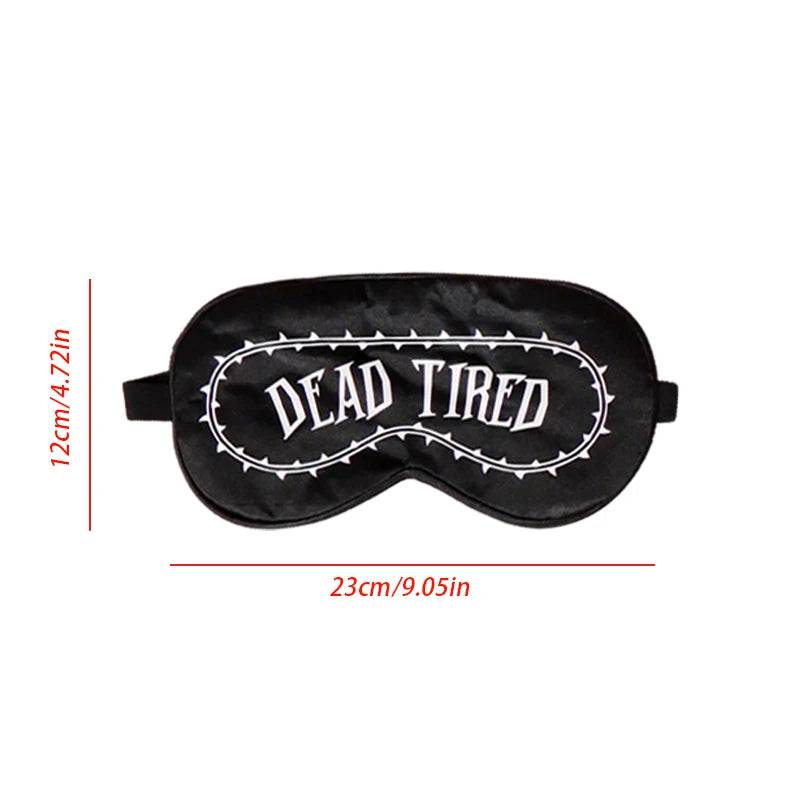 Halloween Gothic Black Satin Eye Mask with Adjustable Strap Spooky Party Accessory