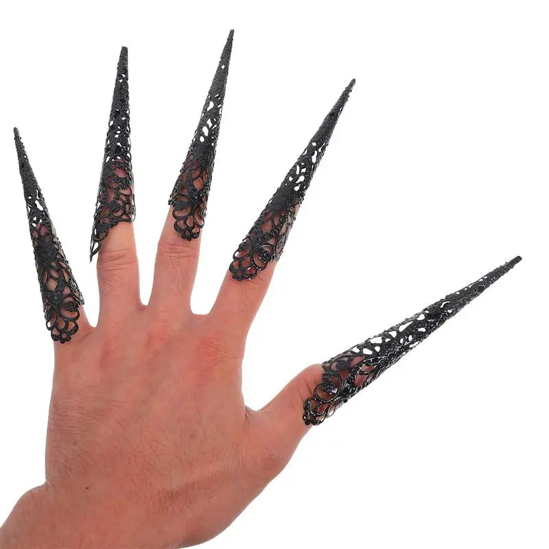 Halloween Claw Nail Tips with Jewelry Faux Fingertips for Cosplay and Costume Parties