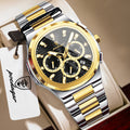 Men's Waterproof Chronograph Wristwatch with Luminous Dial and Date - Stainless Steel