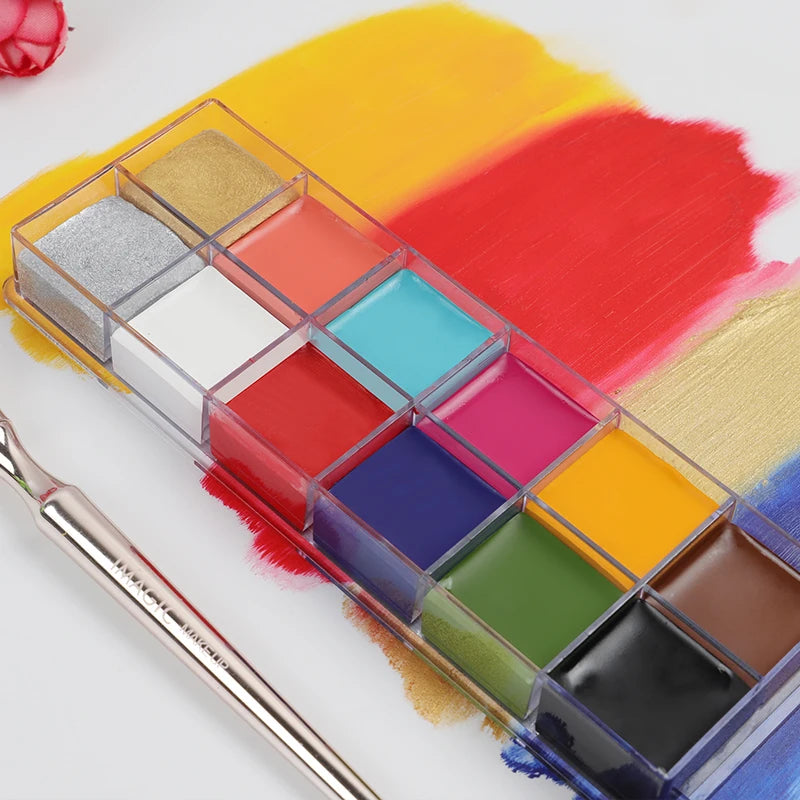 Professional Body Painting Set with 12 Colors, Skin Wax & Makeup Remover