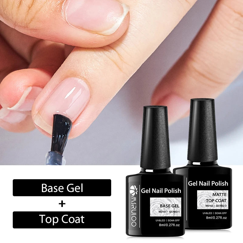 8ml UV Base Gel and Top Coat Kit for Long-Lasting Nail Polish & Art