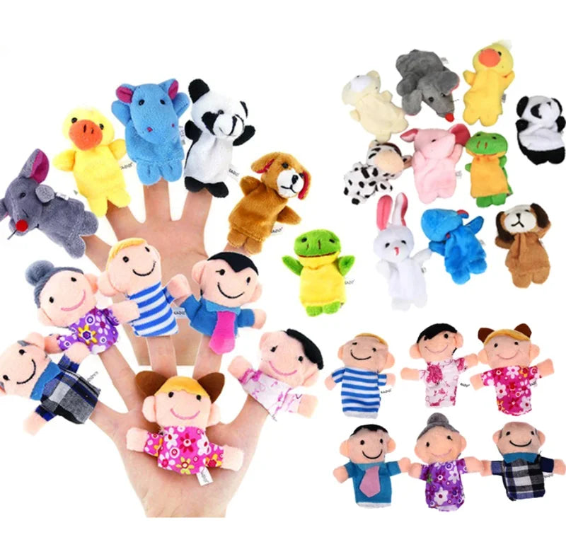 Kids Cartoon Hand Puppet Set - Plush Finger Dolls for Early Education & Play