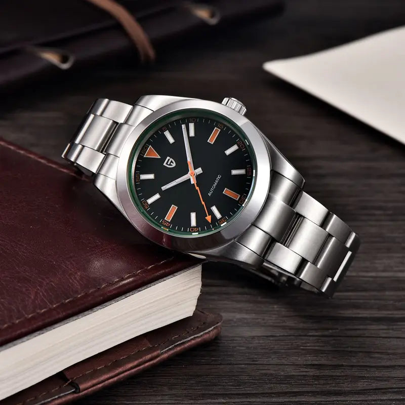 Luxury Automatic Mechanical Wristwatch for Men - Green Glass AR Sapphire Crystal