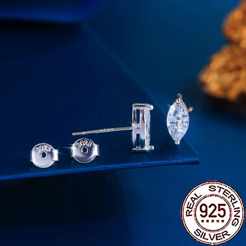 Sterling Silver 925 Cubic Zircon Marquise Stud Earrings for Women - Multiple Colors