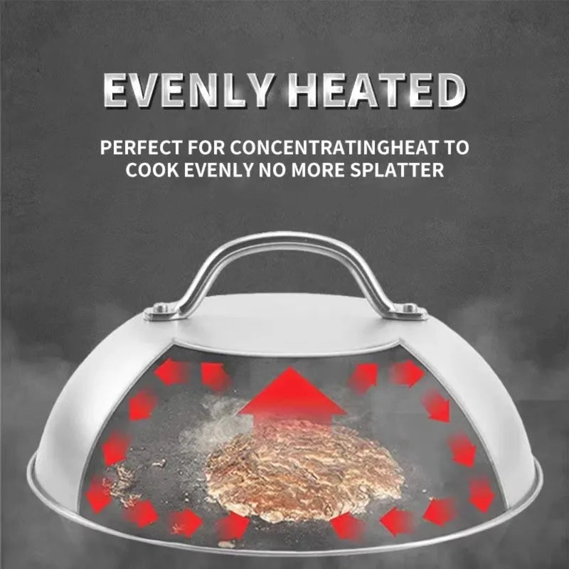Stainless Steel Oven Cover 6/9 Inch Round Cheese Melting Dome Cooking Tool with Handle
