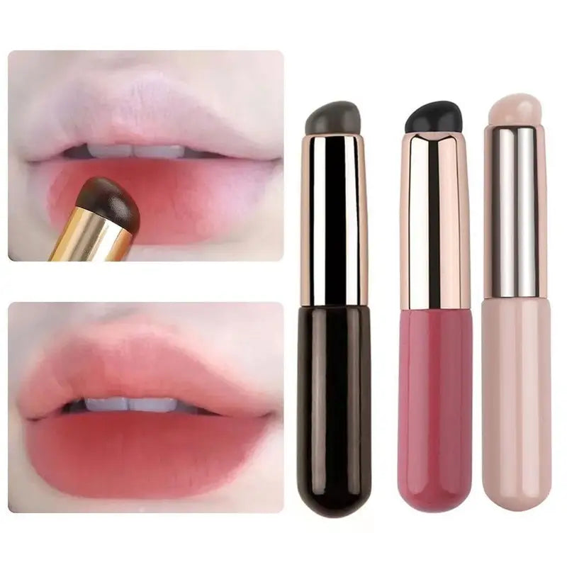 Silicone Lip Brush with Cover Cap - Concealer & Lip Makeup Tool, Round Head, Soft Gel