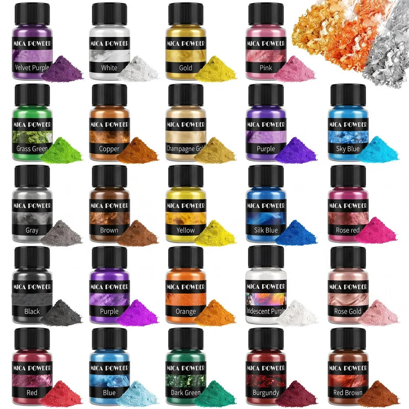 24 Colors Mica Powder Pigments for Resin Plaster Candles Jewelry Making