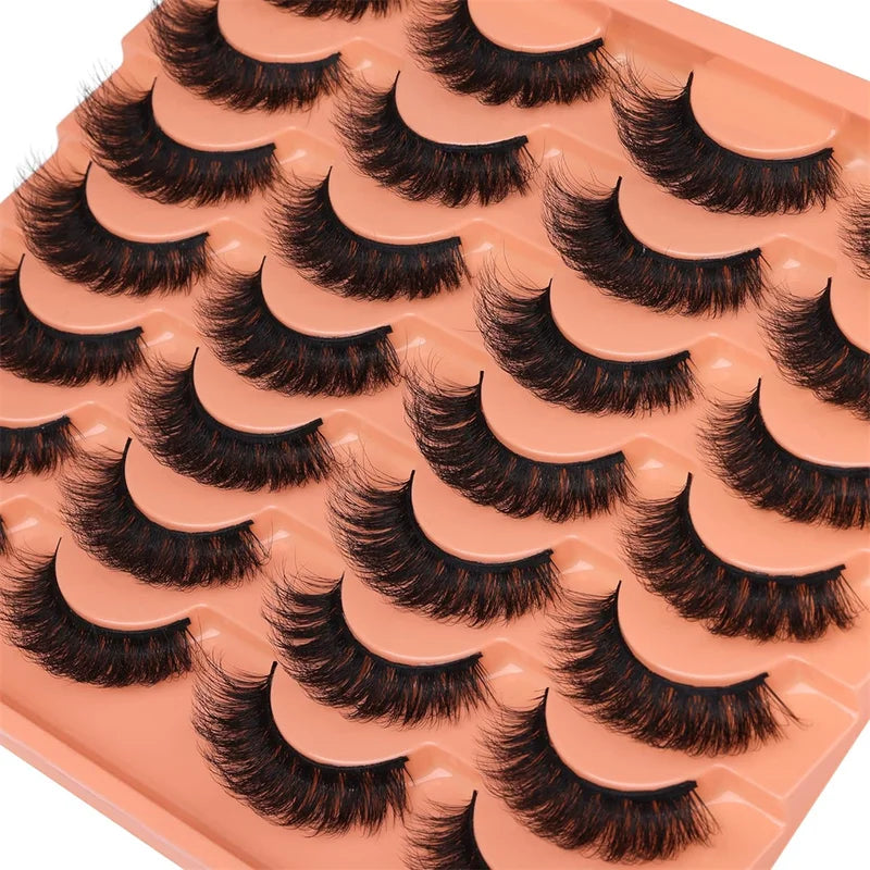 14 Pairs Russian Mink Fluffy 3D False Eyelashes Makeup Set - Thick & Messy Look