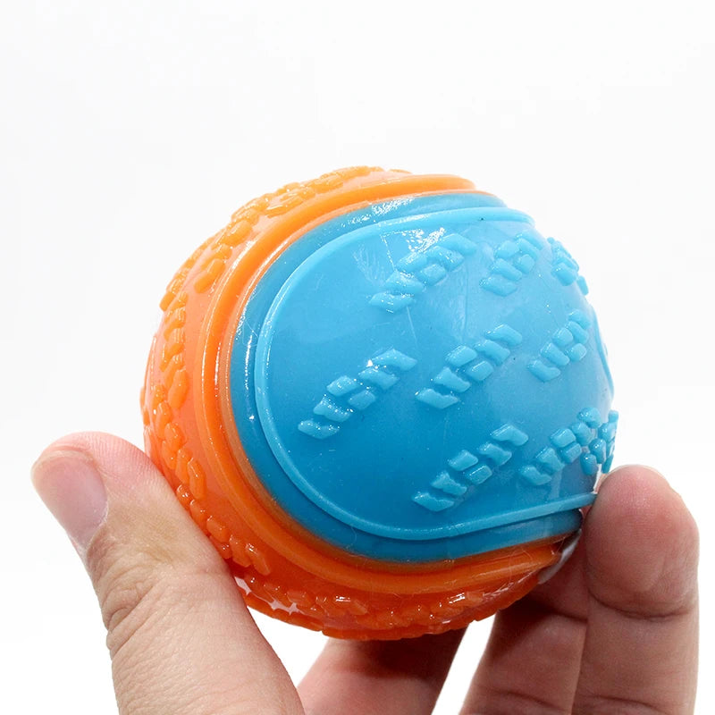 Dog Interactive Squeaky Toy Ball - Soft TPR Chew & Teeth Cleaning Pet Ball