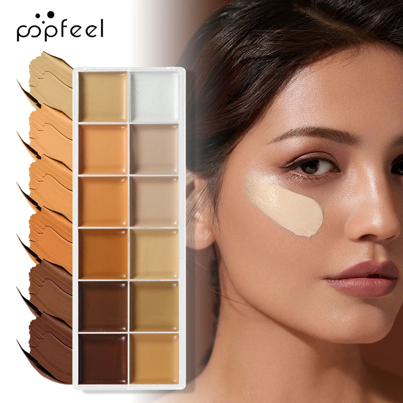 12 Color Waterproof Concealer Palette - Full Coverage for Face & Body Tattoos