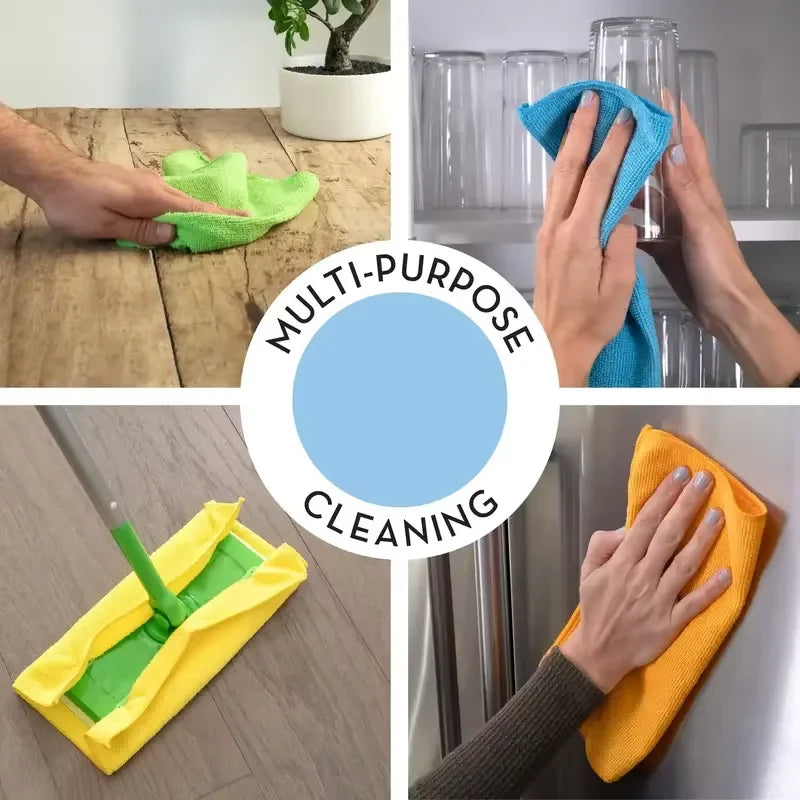 Microfiber Cleaning Cloths Set - Durable Absorbent Dish and Household Towels