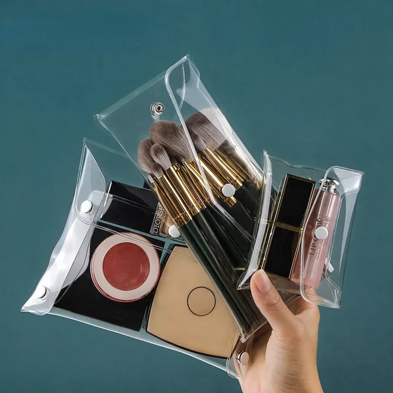 Clear Makeup Bag Organizer Portable Cosmetic Storage Case Travel Friendly PVC