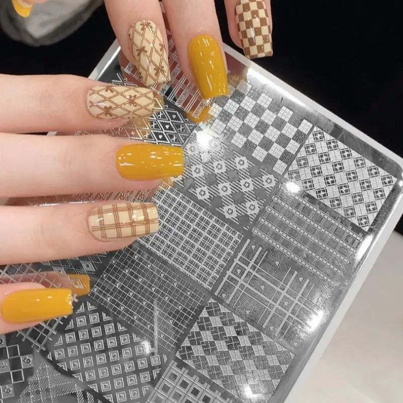 Nail Stamping Plates Set with Various Patterns for Nail Art Transfer - Stainless Steel Manicure Template