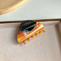 Vintage French Hair Clip Two-Tone Wood Grain Marbled Design Hair Accessories