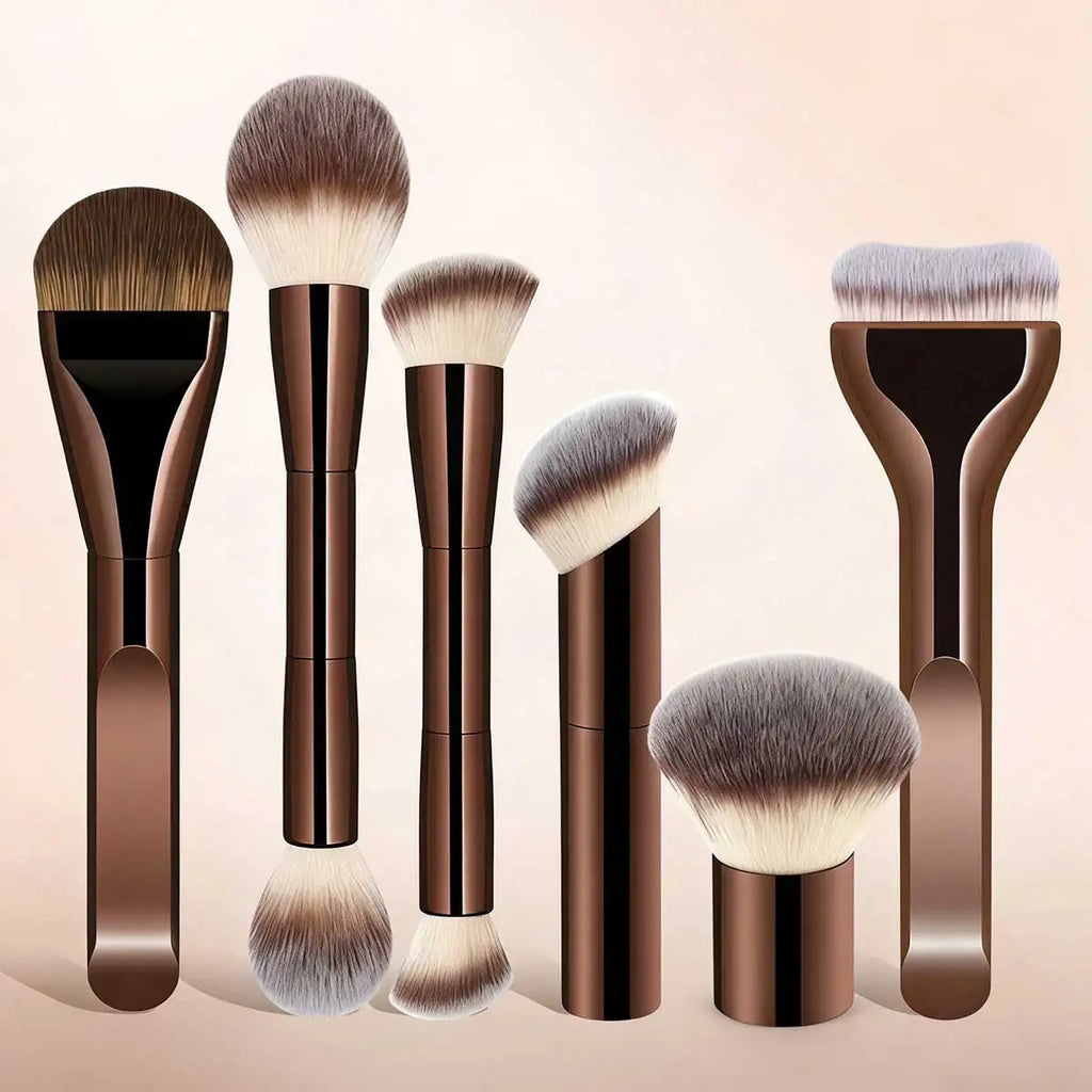 Professional Makeup Brush Set with Double-Ended Foundation & Contour Tools