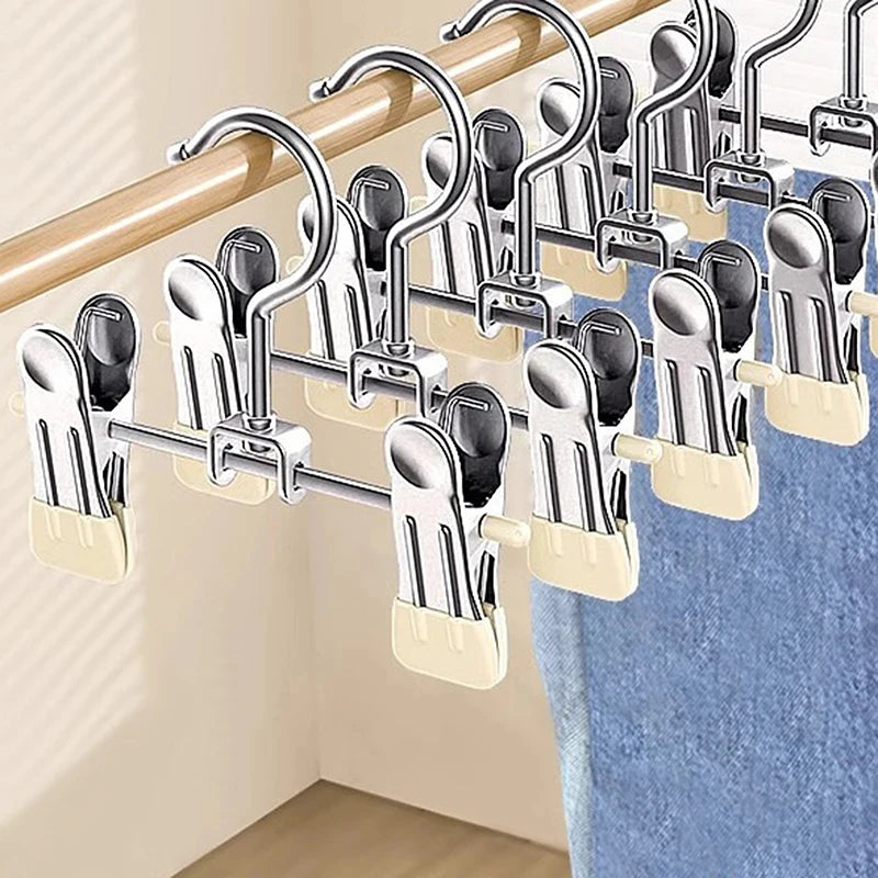 5pcs Stainless Steel Trouser & Shoe Rack Hangers Adjustable Portable Storage