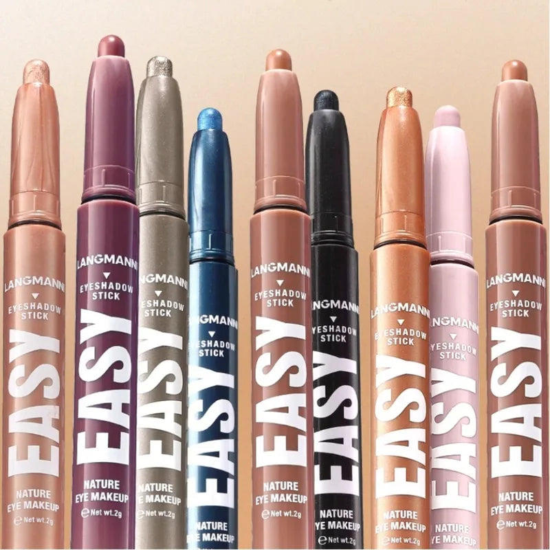 12-Color Waterproof Glitter Matte Eyeshadow Stick Set - Long-Lasting Eye Makeup Pencil