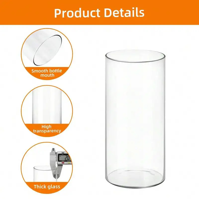 8pcs Clear Glass Cylinder Vases Set - Modern Flower & Wedding Centerpieces
