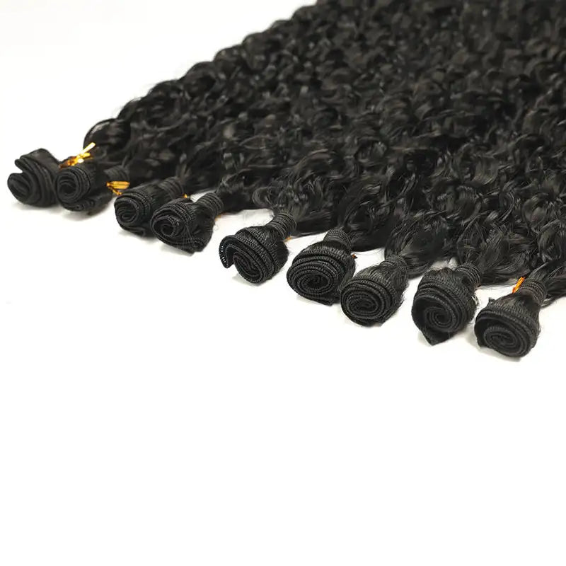 Synthetic Kinky Curly Hair Extensions 9PCS Set Water Wave Full to End