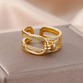 Luxury Double Layers Zircon Rings for Women Gold and Silver Plated Jewelry