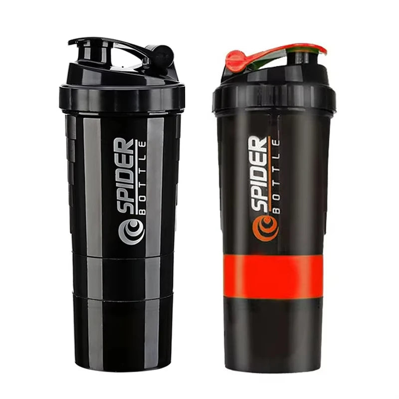 16 Oz Leak-Proof Protein Shaker Bottle with Multiple Compartments & Non-Slip Grip
