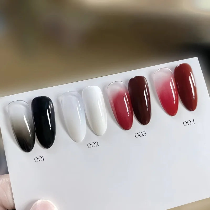 4 Colors Gel Nail Polish Set - Black White Red High Saturation Shine, LED Curing, Wash-Free Nail Art