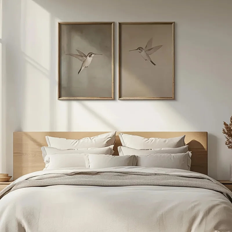Set of 2 Retro Bird Canvas Wall Art Posters for Living Room Home Decor