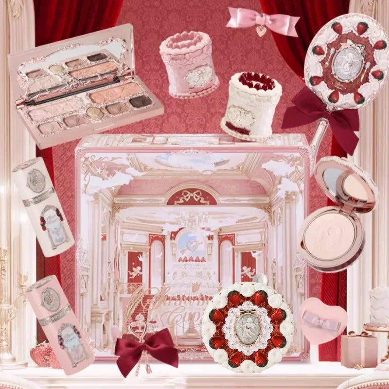 Full Makeup Set with Palette Lipstick Blush and Accessories - Gift Box Collection