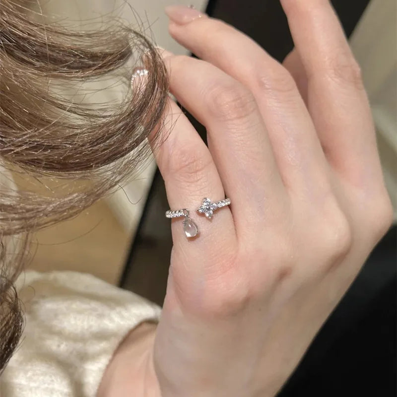 925 Sterling Silver Water Drop Shape Women's Ring Charm - Simple Elegant Jewelry Gift