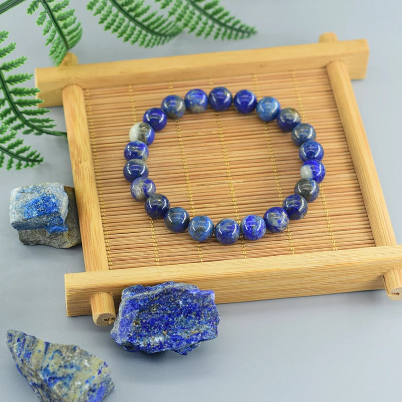 Natural Lapis Lazuli Beads Bracelet for Men & Women Energy Healing Jewelry Gift