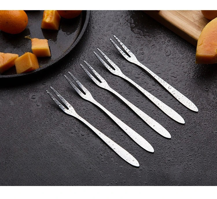 13cm Stainless Steel Fruit Forks Set - Small Dessert Snack Cake Forks for Parties and Cafeterias