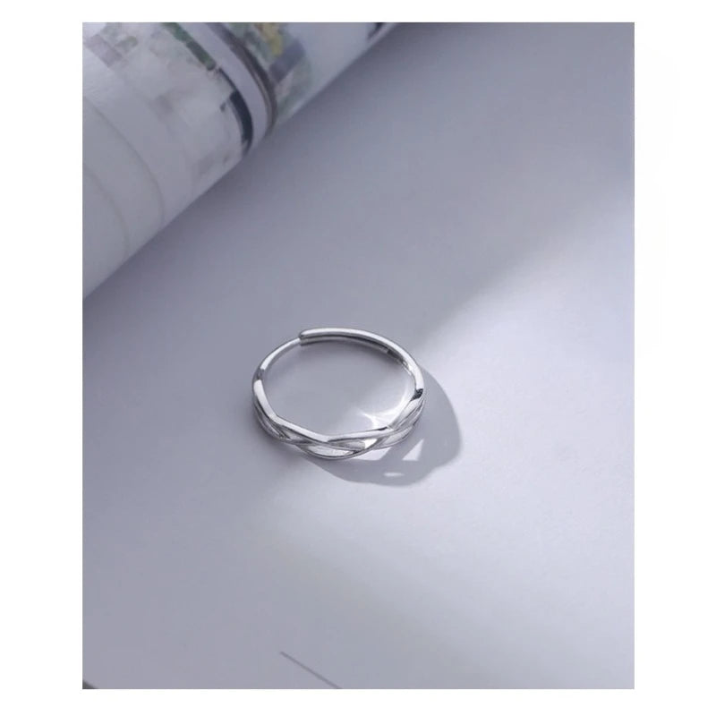 Sterling Silver Hollowed Adjustable Ring for Women Girls Jewelry Gift